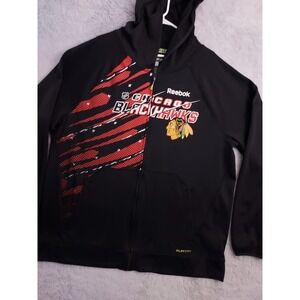 Chicago Blackhawks Hoodie Men Extra Large Reebok Center Ice Full Zip Play Dry XL